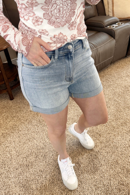 Cuffed Judy Blue Shorts With Cell Phone Back Pocket