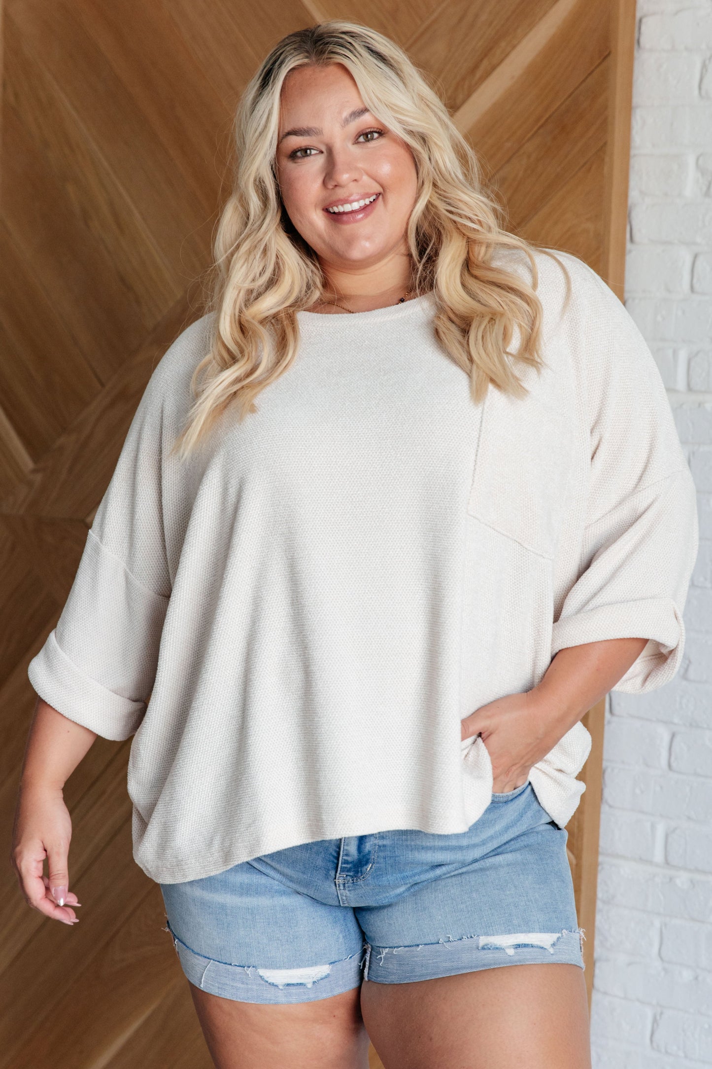 Ivory Thoughts Oversized Chenille Blouse