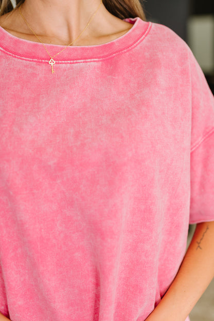 Zenana Washed Short Sleeve Top in Pink