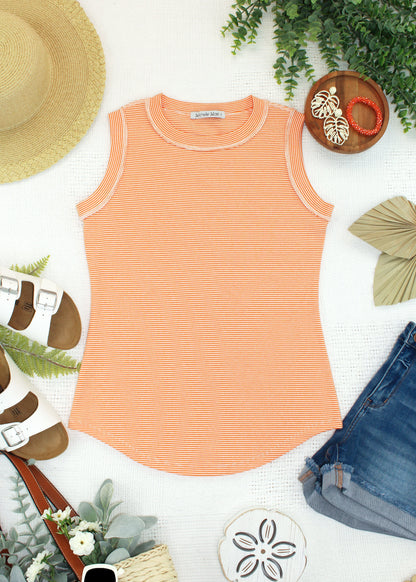 Micro Striped Tank - Orange
