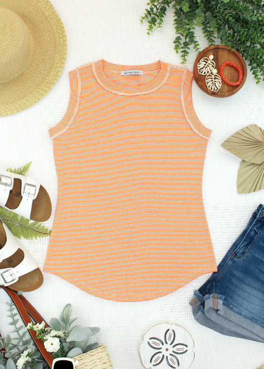 Micro Striped Tank - Orange