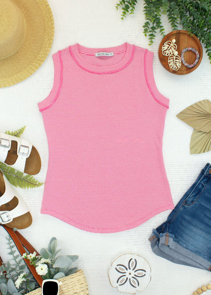 Micro Striped Tank - Pink