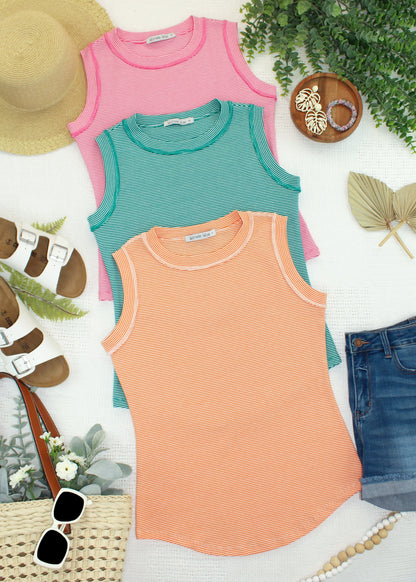 Micro Striped Tank - Orange