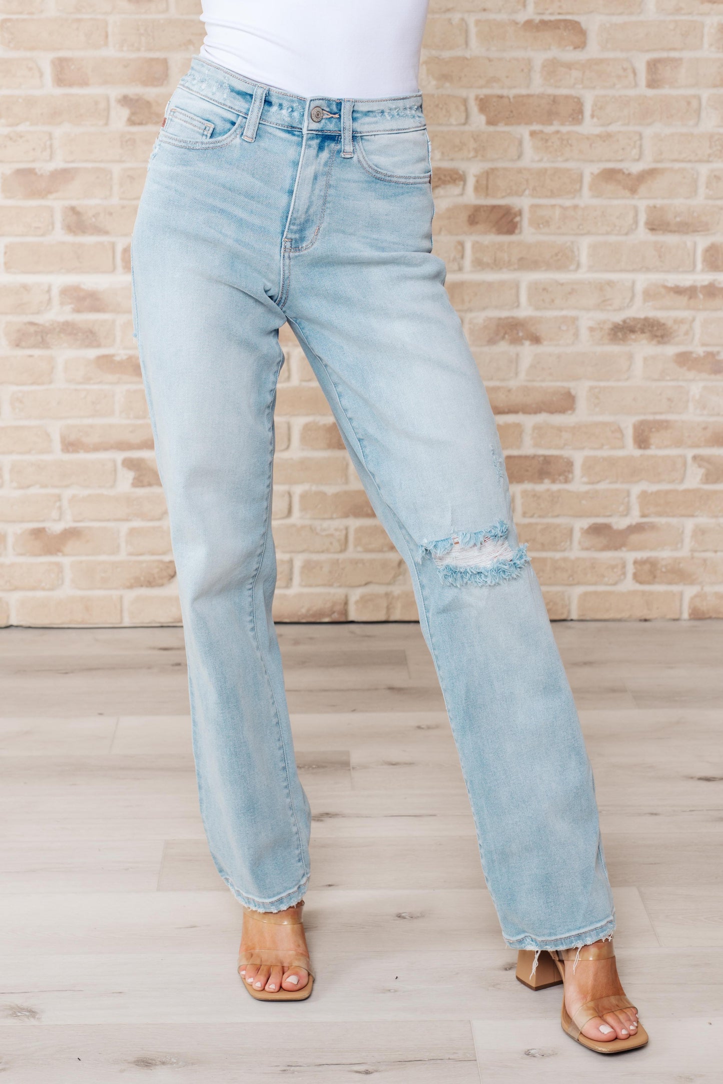 Parker High Rise 90's Straight Jeans (note rip in the back)