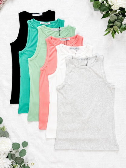 Tara Ribbed Tank - Lime