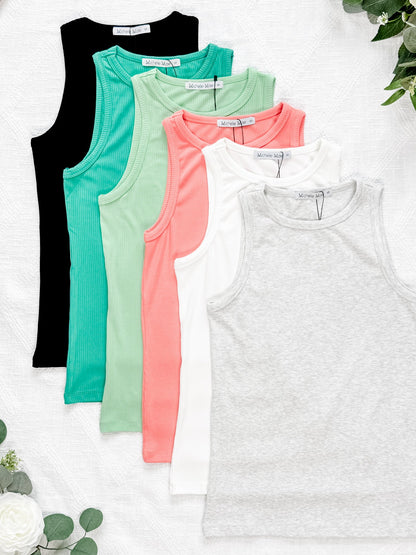 Tara Ribbed Tank - Lime