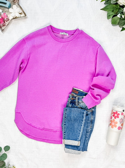 Vintage Wash Pullover - Vivid Orchid