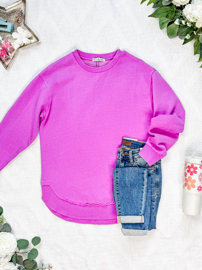 Vintage Wash Pullover - Vivid Orchid