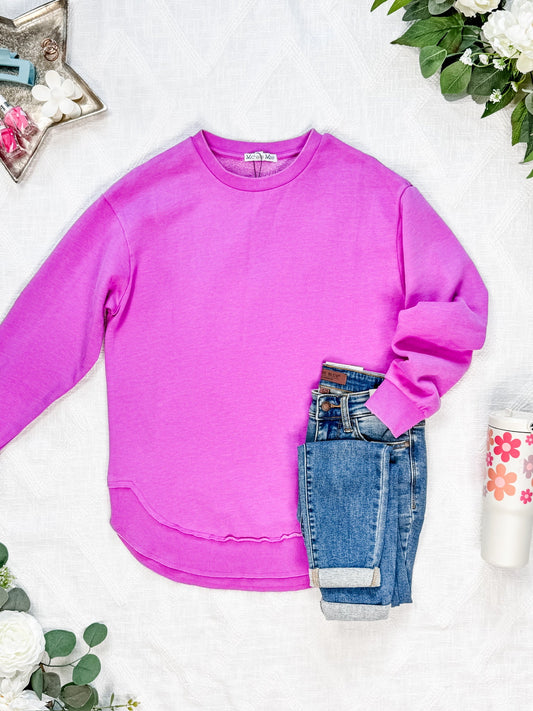 Vintage Wash Pullover - Vivid Orchid