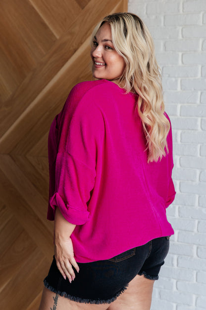 Pink Thoughts Oversized Chenille Blouse