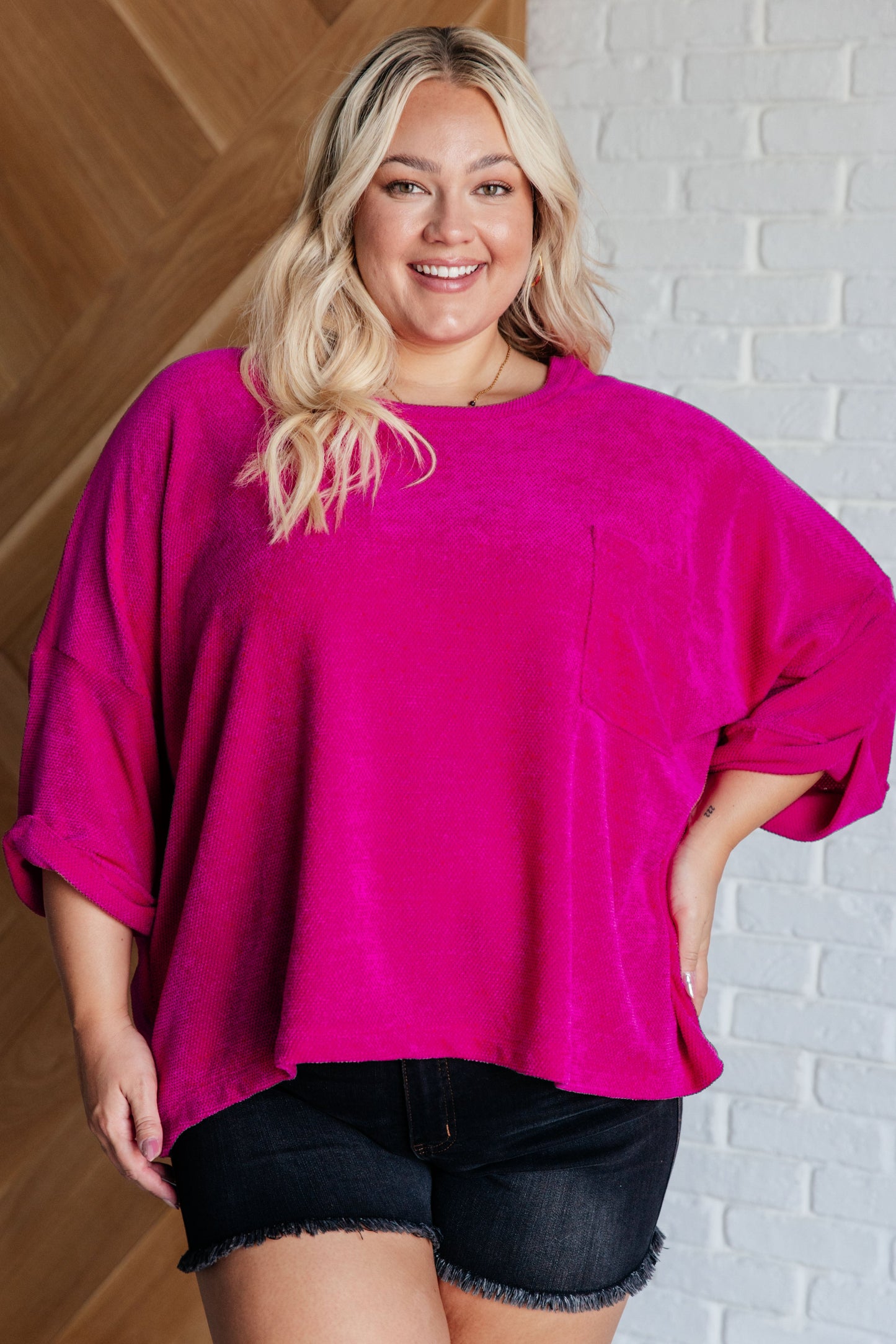 Pink Thoughts Oversized Chenille Blouse