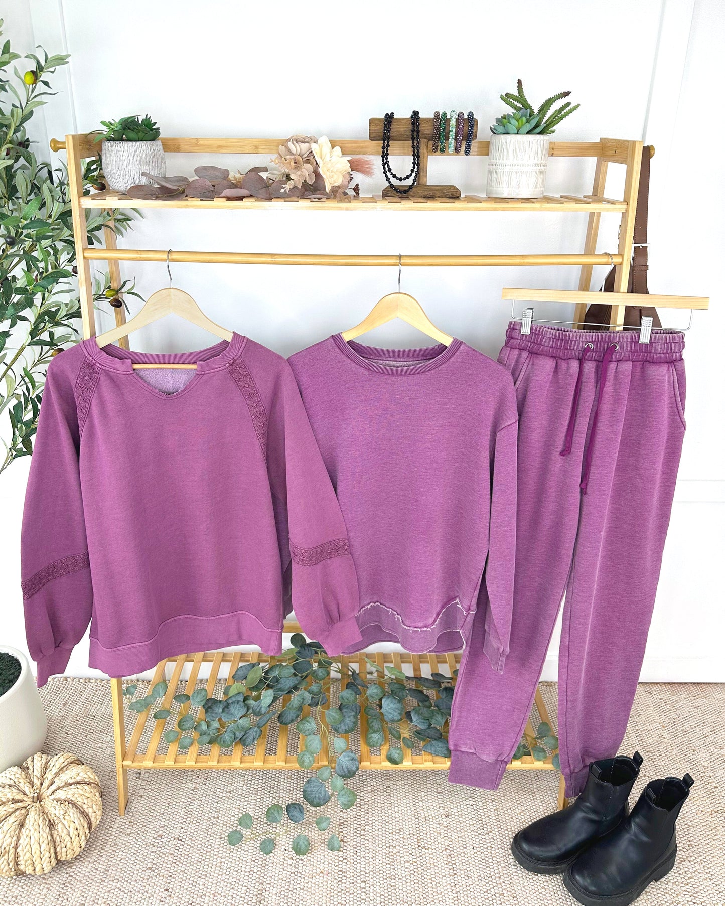 Vintage Wash Joggers - Purple