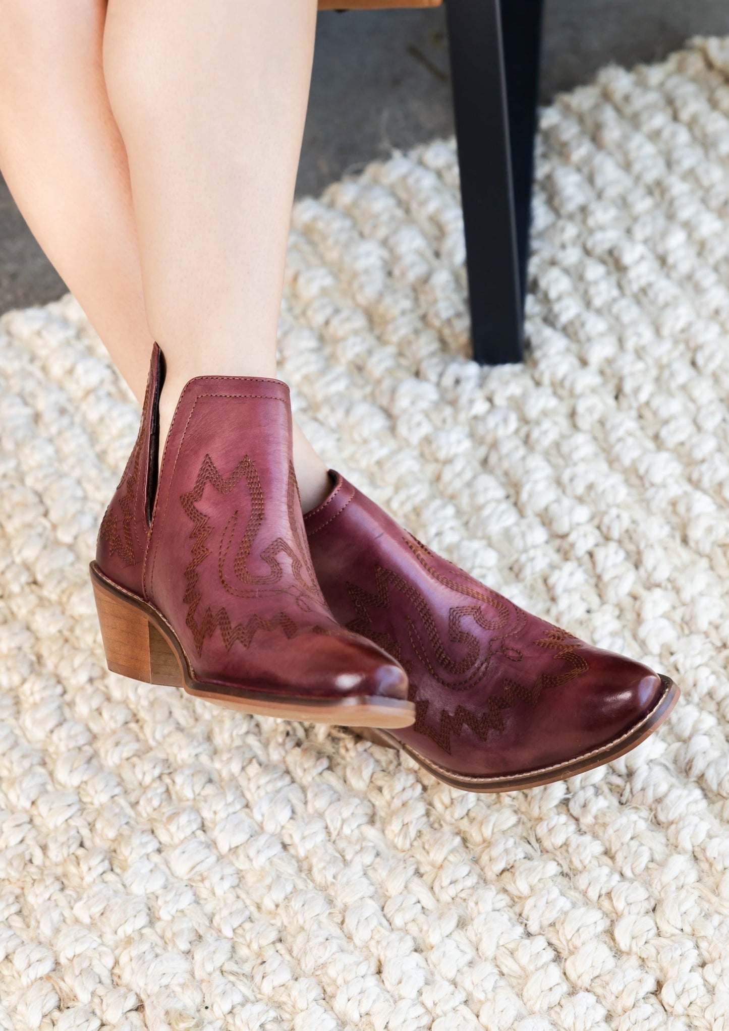 Booties in Burgundy