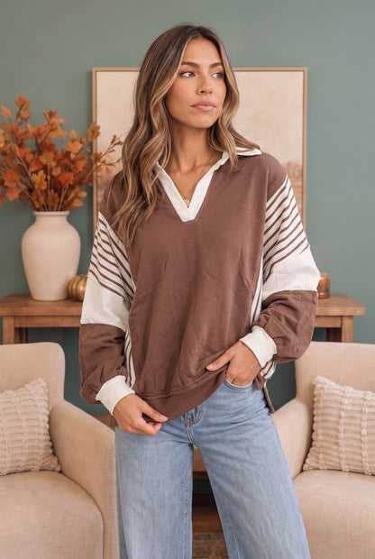 Step Down Hem Color Block Pullover