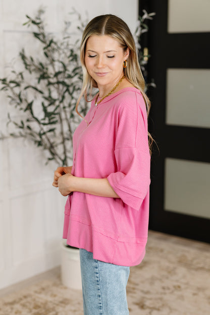 Stay On Top Relaxed Tee in Candy Pink