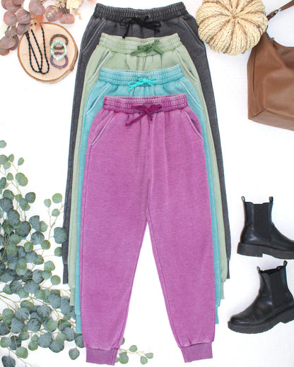 Vintage Wash Joggers - Purple