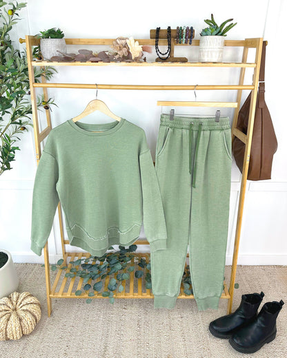 Vintage Wash Joggers - Olive