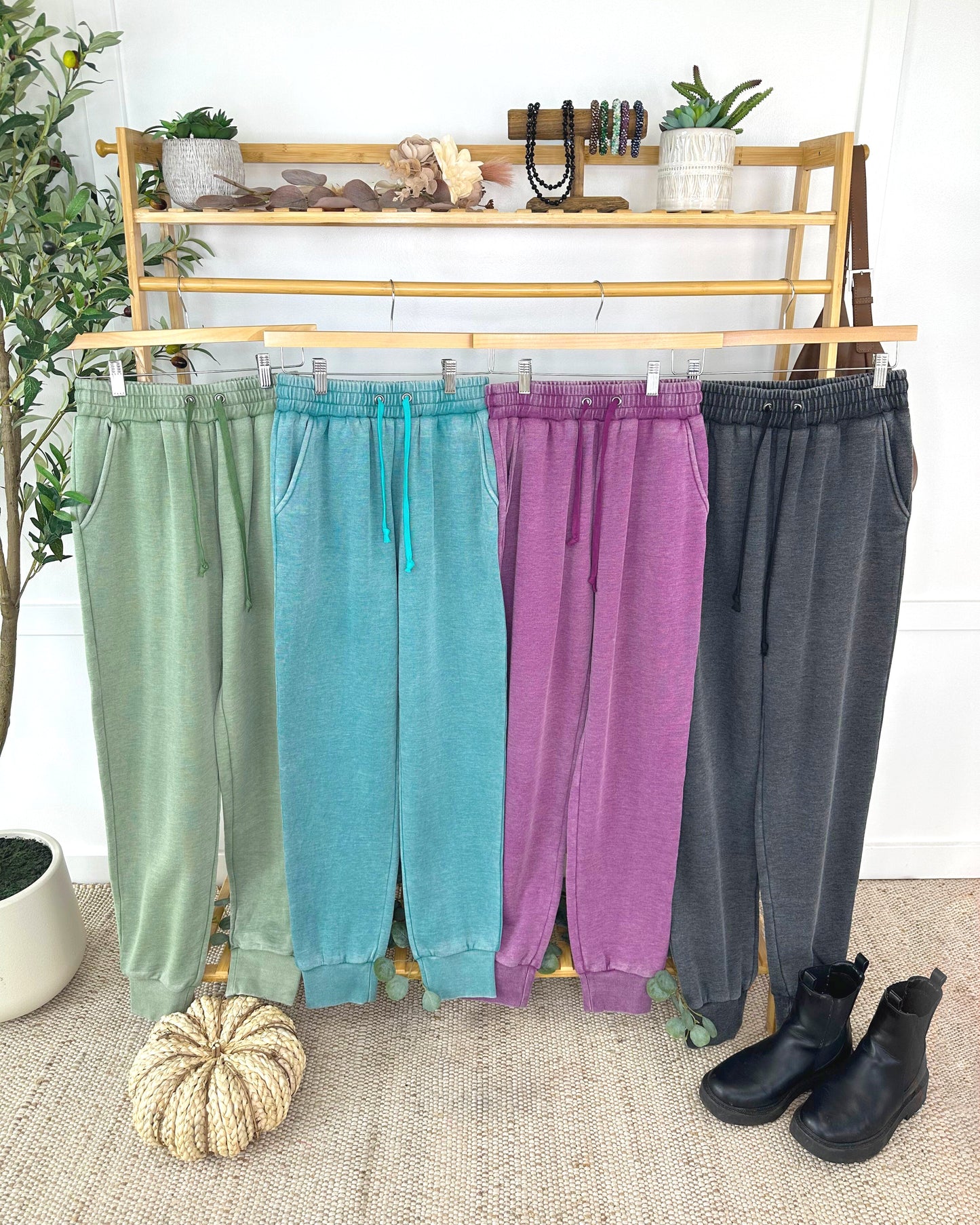 Vintage Wash Joggers - Teal