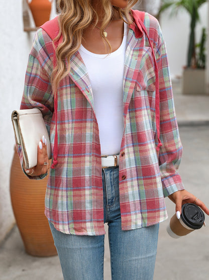 PREORDER: Hooded Plaid Button Up