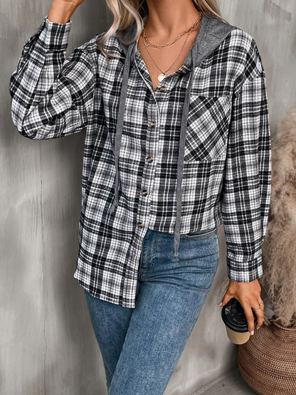 PREORDER: Hooded Plaid Button Up