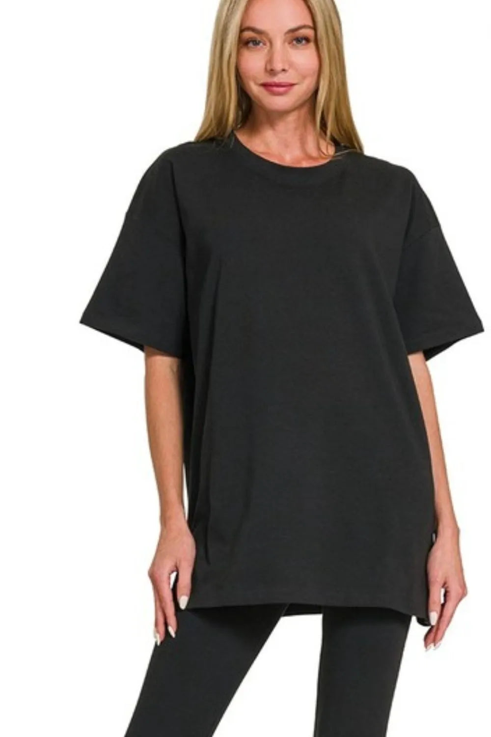 カットソー YONNA WOMEN Womens Cotton Tunic Top Loose Casual V-Neck Short Sleeve