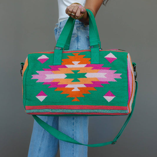 Green, Pink & Orange Western Duffel