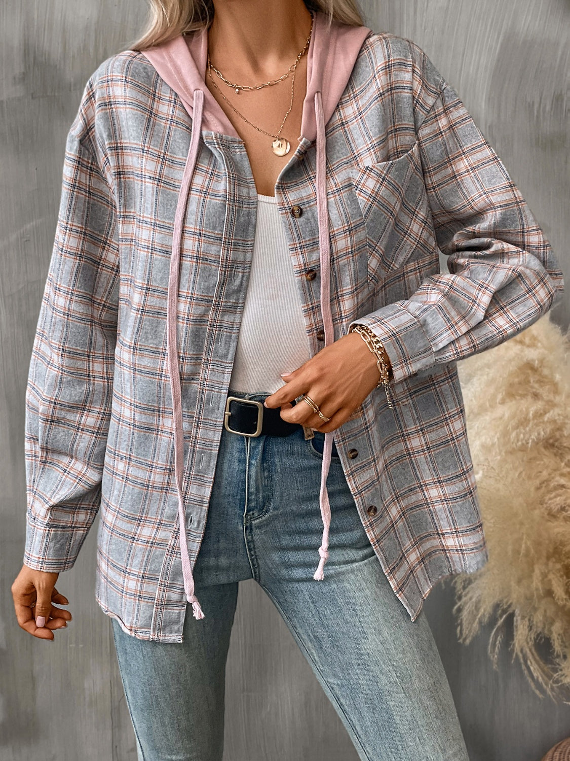 PREORDER: Hooded Plaid Button Up