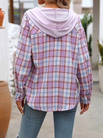 PREORDER: Hooded Plaid Button Up