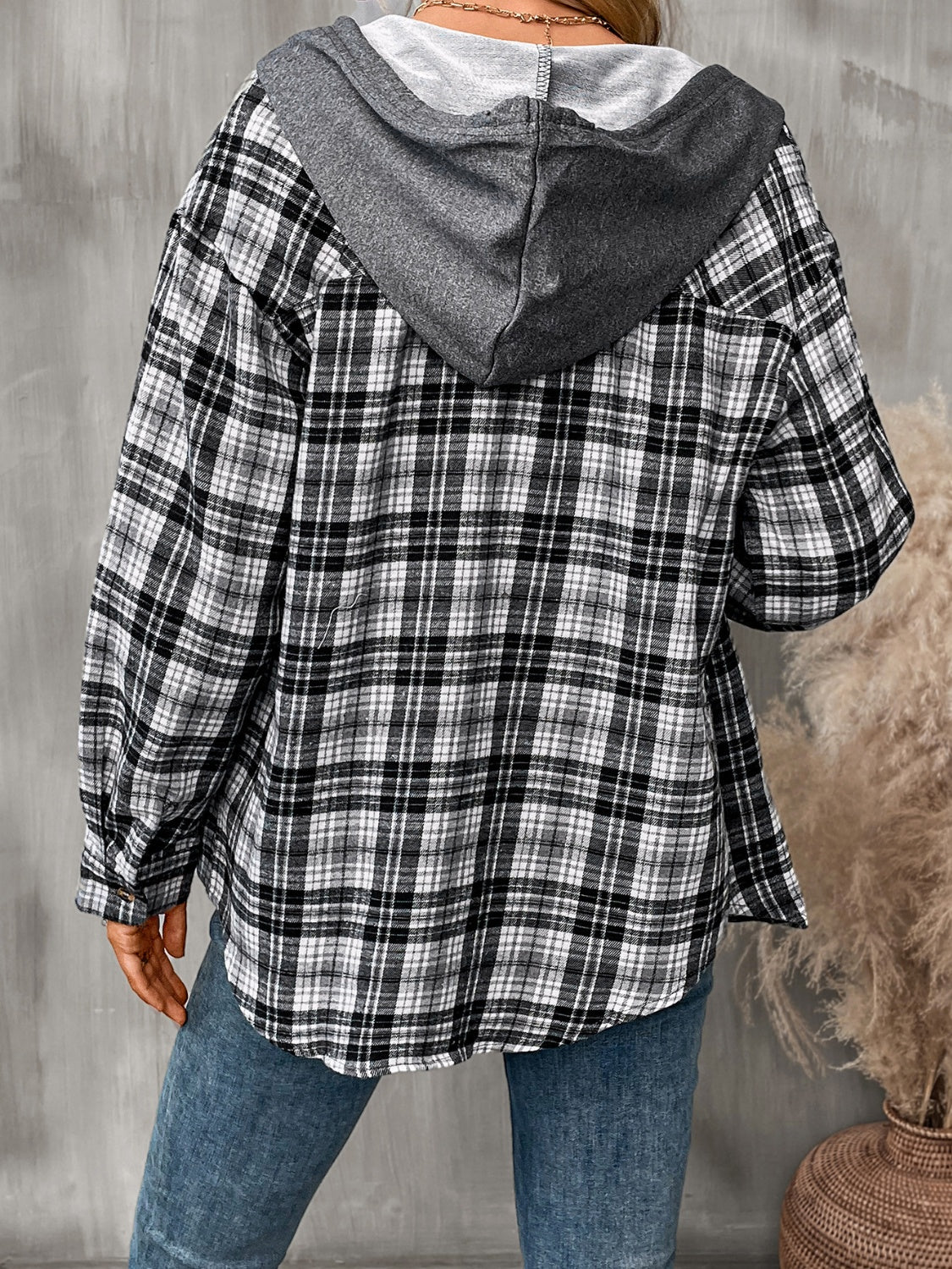 PREORDER: Hooded Plaid Button Up