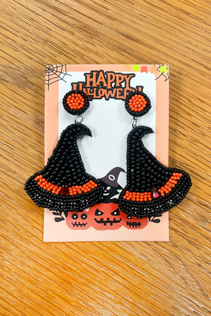 Witch Hat Beaded Halloween Earings