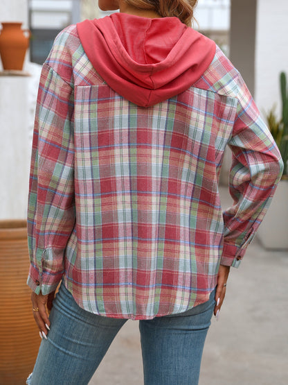 PREORDER: Hooded Plaid Button Up