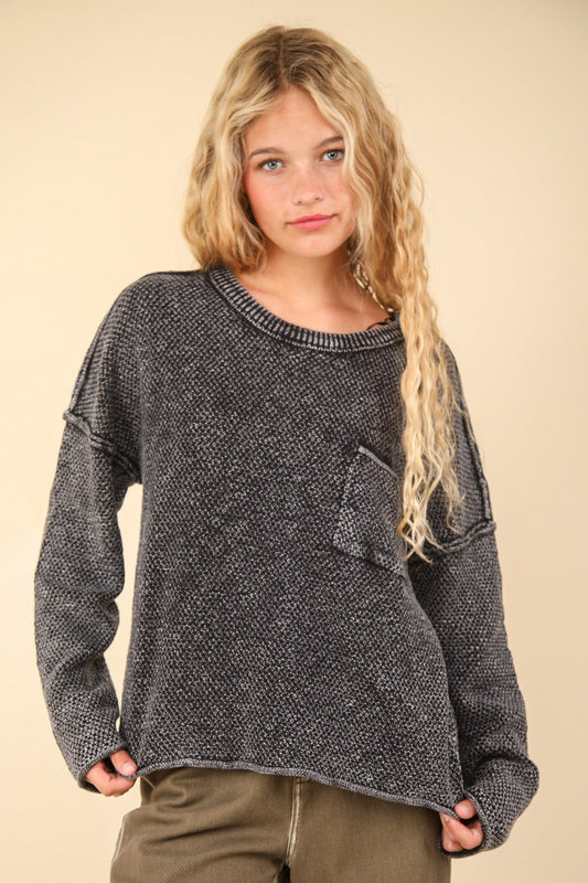 Mineral Washed Exposed Seam Sweater