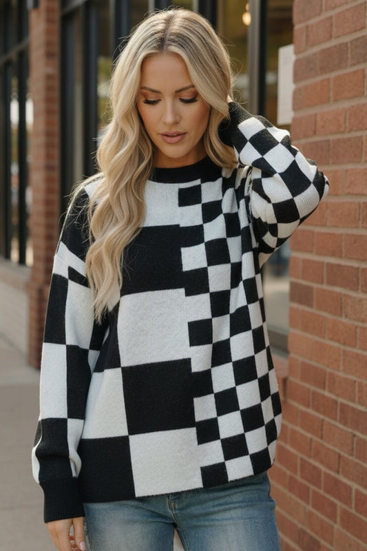 Pixel Perfect Black and White Pullover