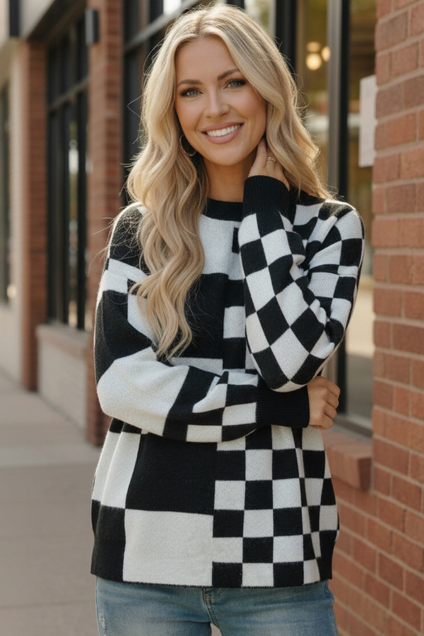 Pixel Perfect Black and White Pullover