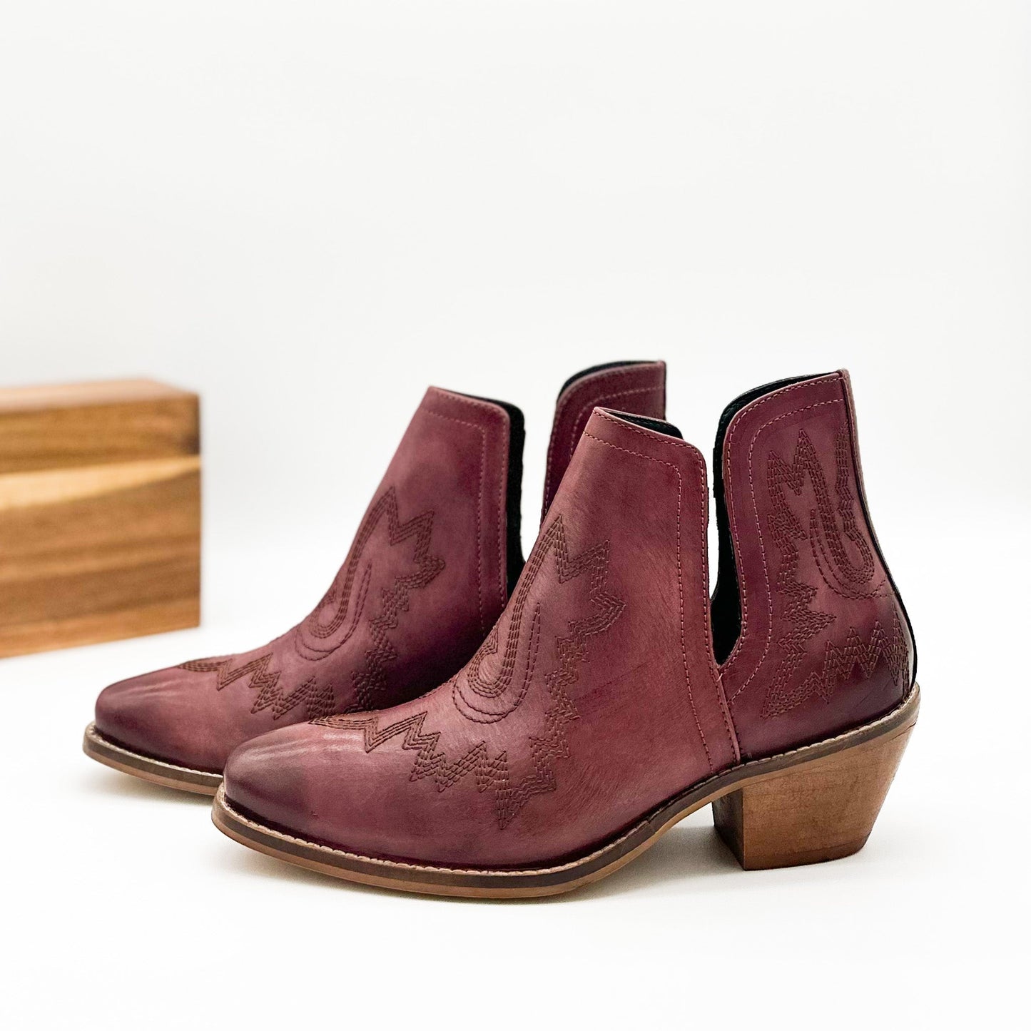 Booties in Burgundy