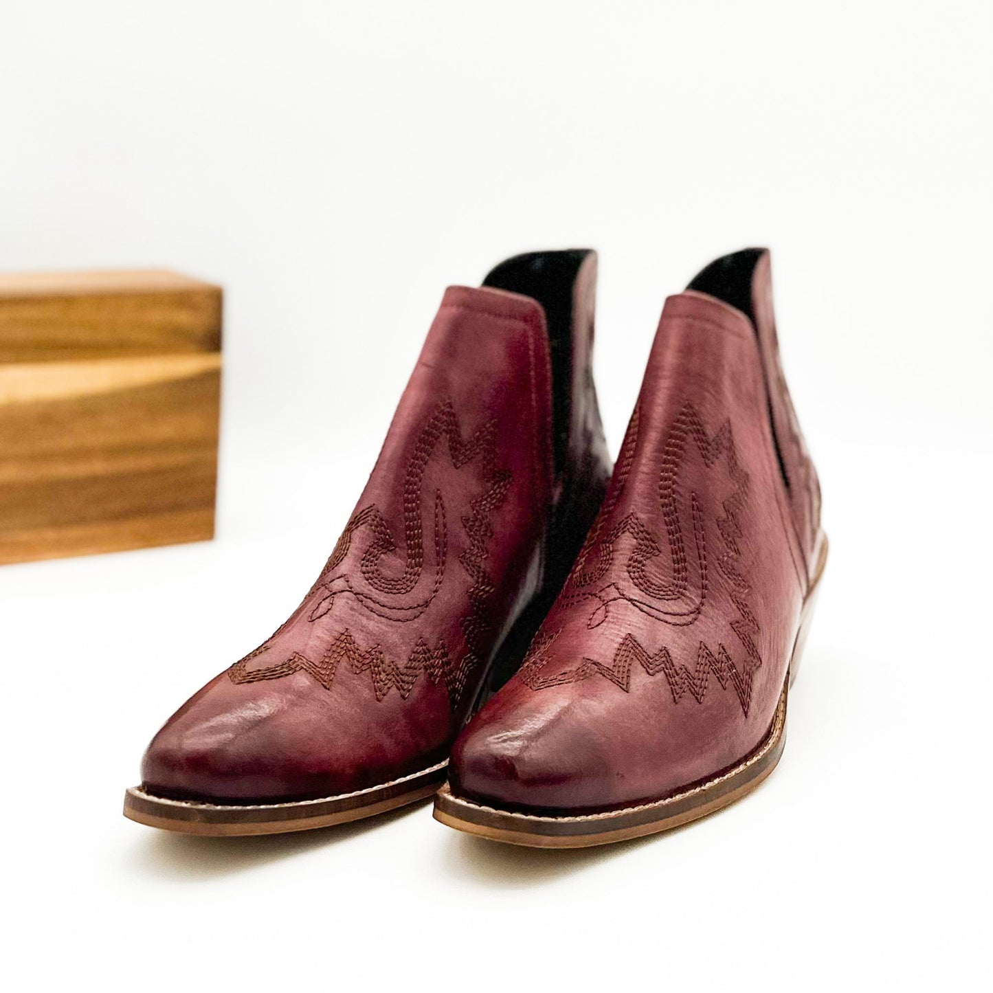 Booties in Burgundy