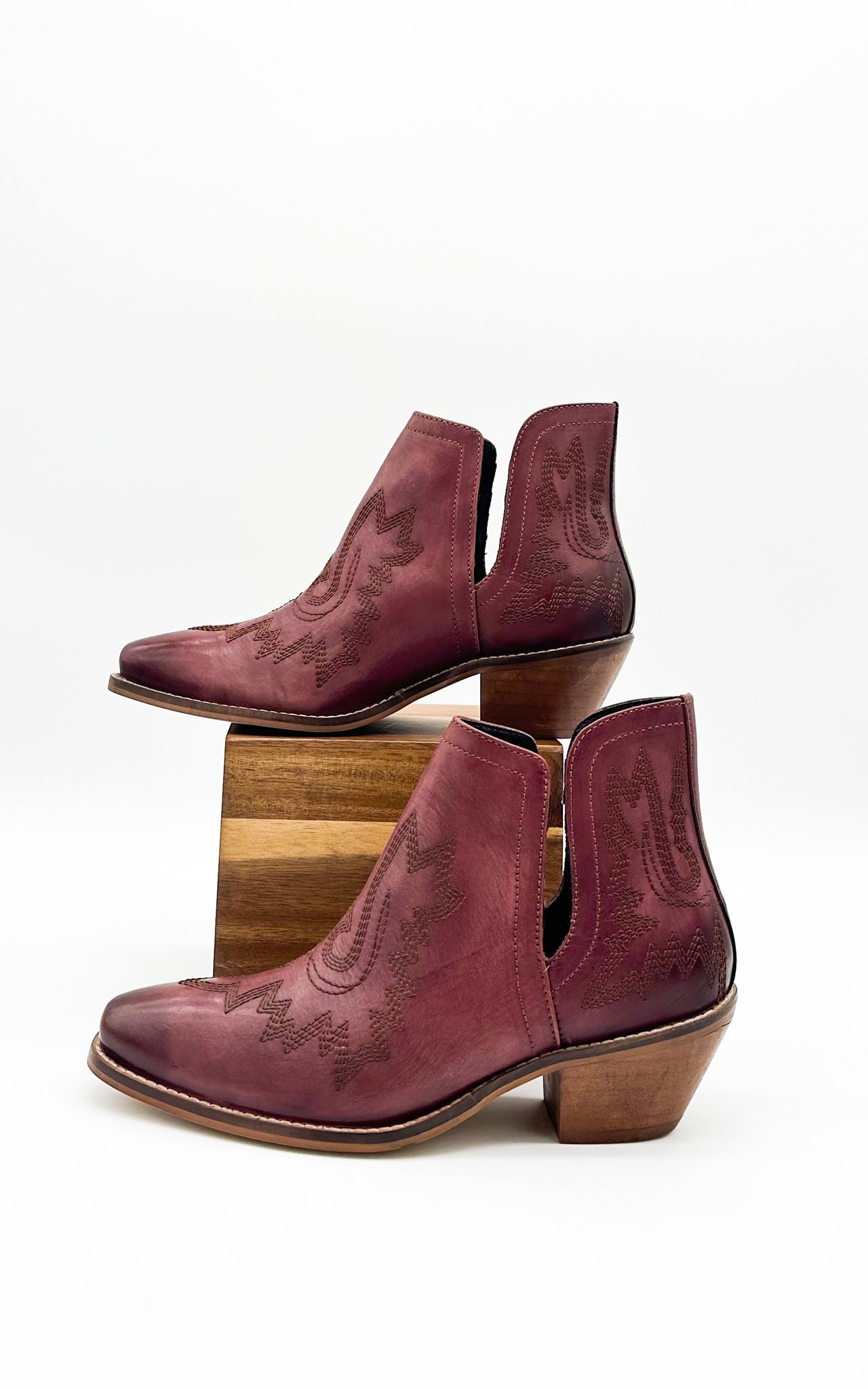 Booties in Burgundy