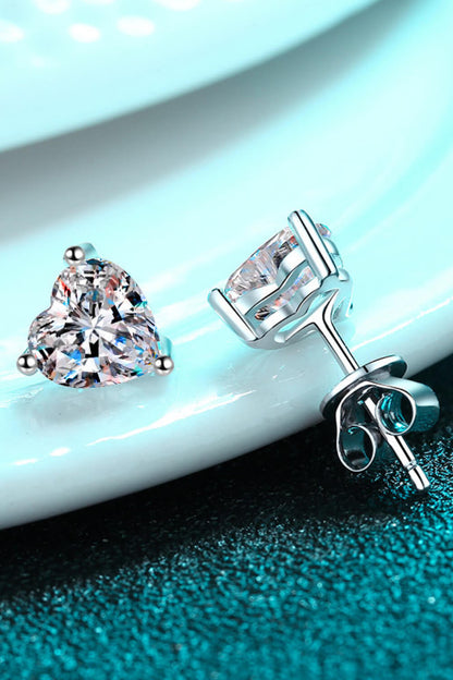 1 Carat Moissanite Heart-Shaped Stud Earrings