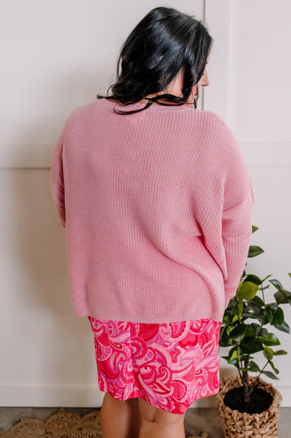 Knit Sweater In Pink Bubblegum