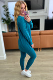 Buttery Soft V-Neck Long Sleeve Loungewear Set in Teal