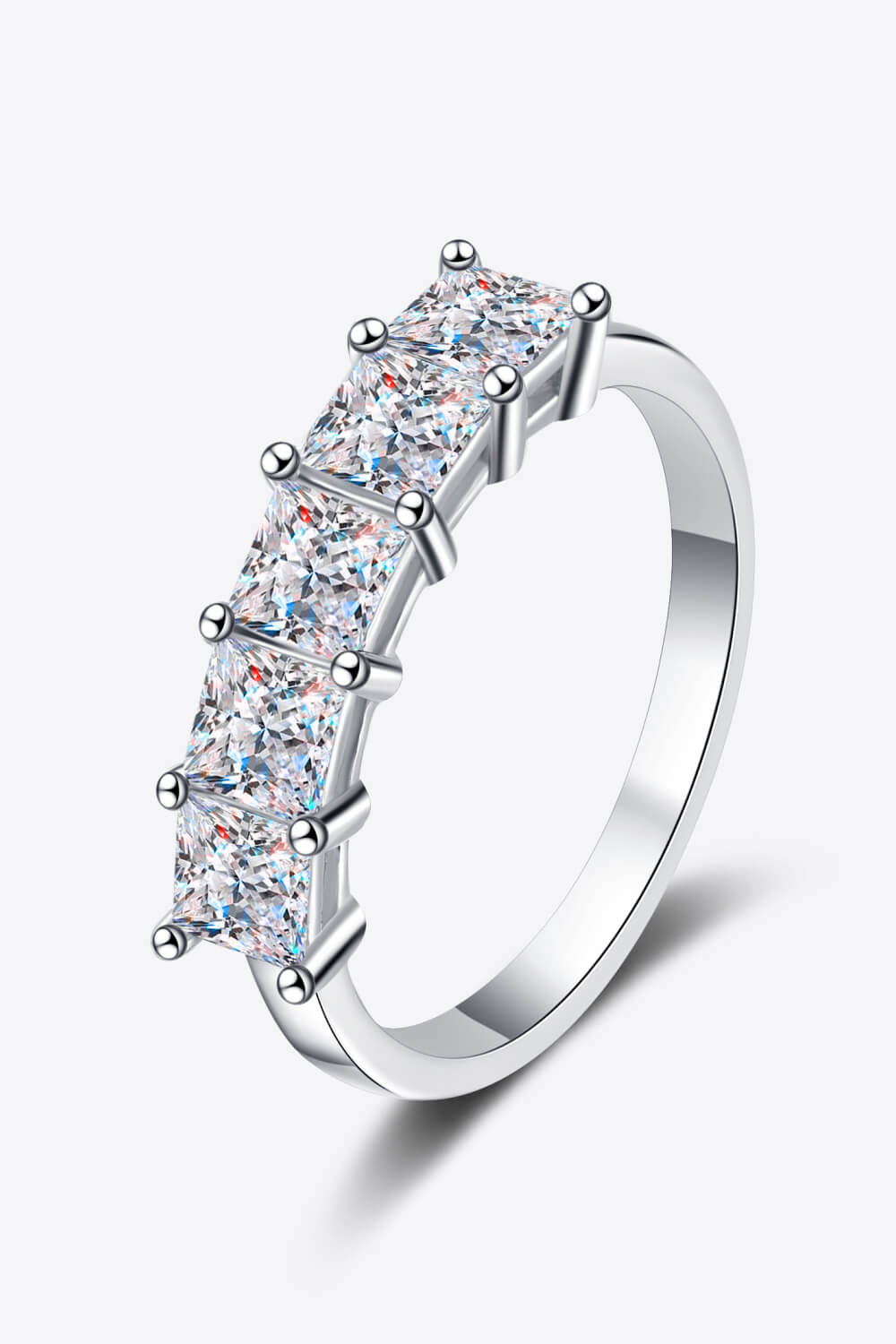 2 Carat Moissanite Rhodium-Plated Ring