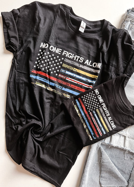 No one fights alone preorder, tee & sweatshirt, adult & youth